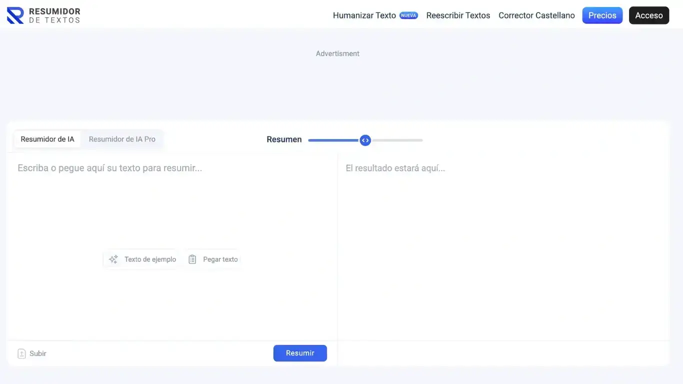 Text Summarizer's landing page