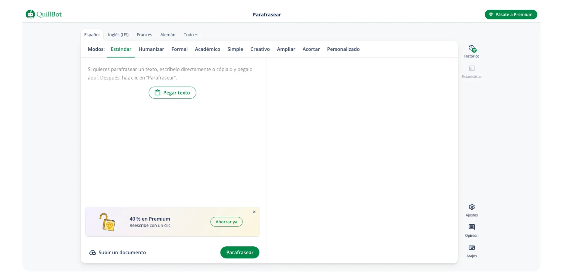 Captura de pantalla de Quillbot