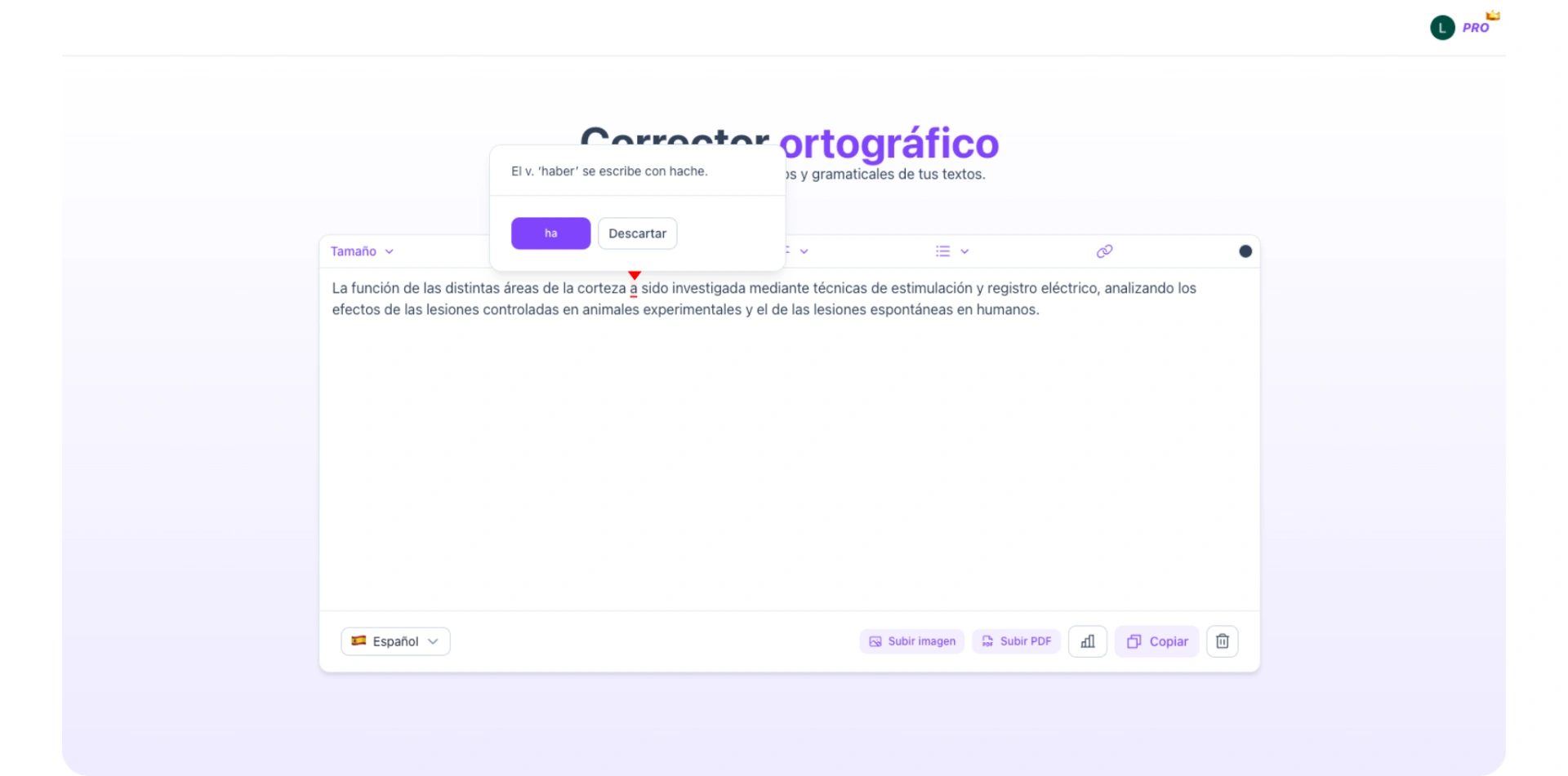 Corrector ortográfico de Parafrasist