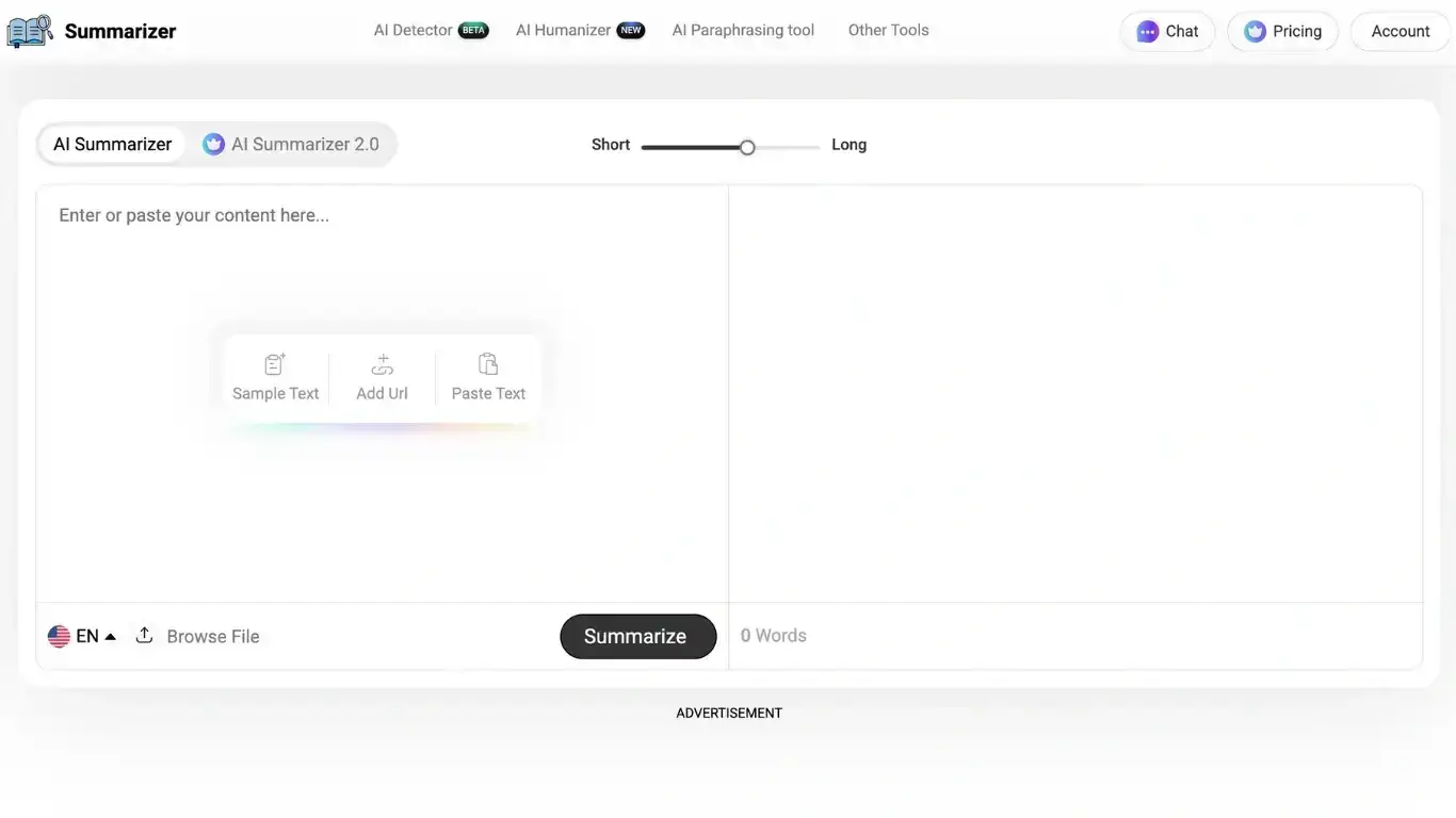 Summarizer.org's landing page