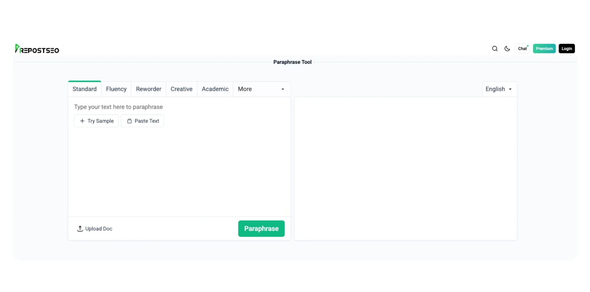 A screenshot of PrepostSEO's paraphrasing tool