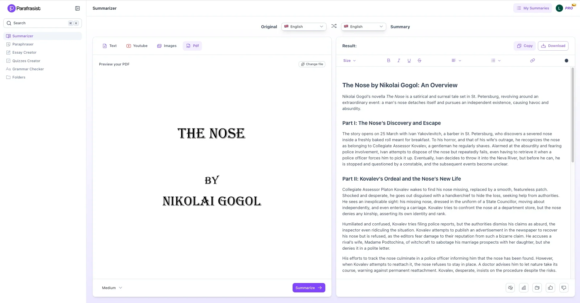 Image showing a PDF summary of “Commercial Companies” created with the Parafrasist online summarizing tool