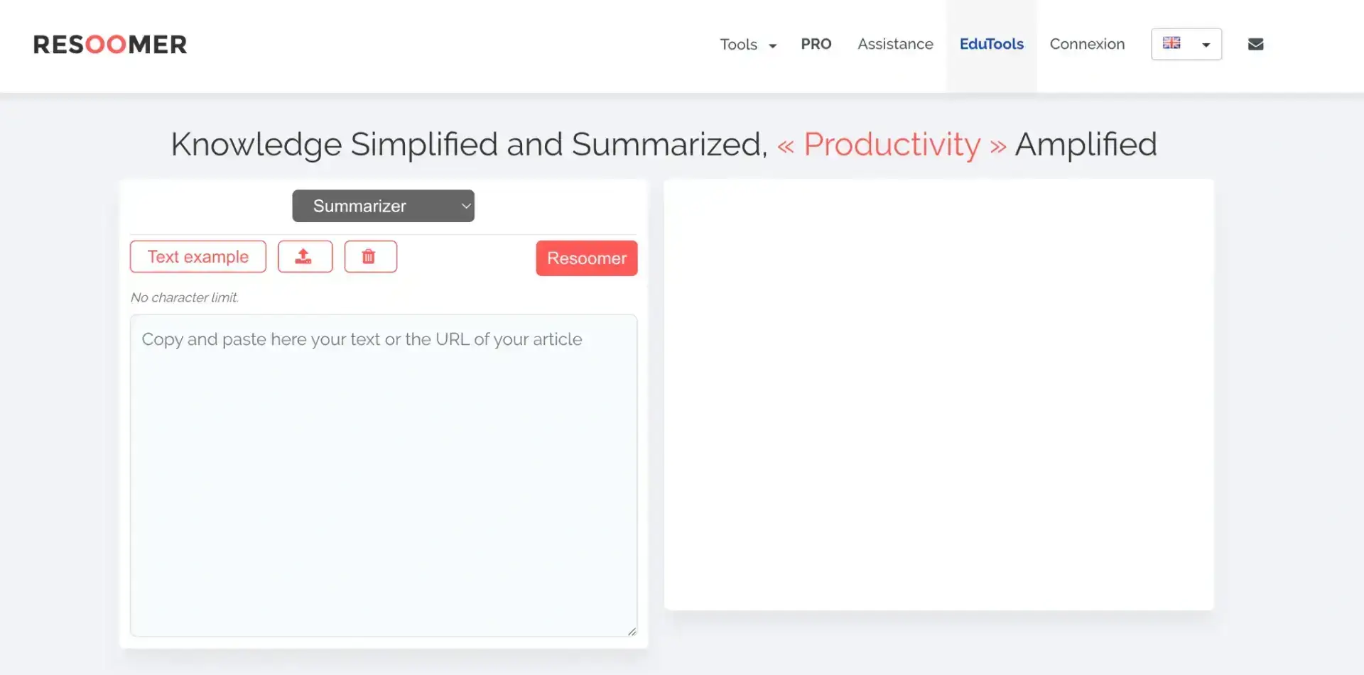 Resoomer's landing page
