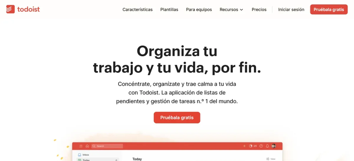 Página principal de Todoist