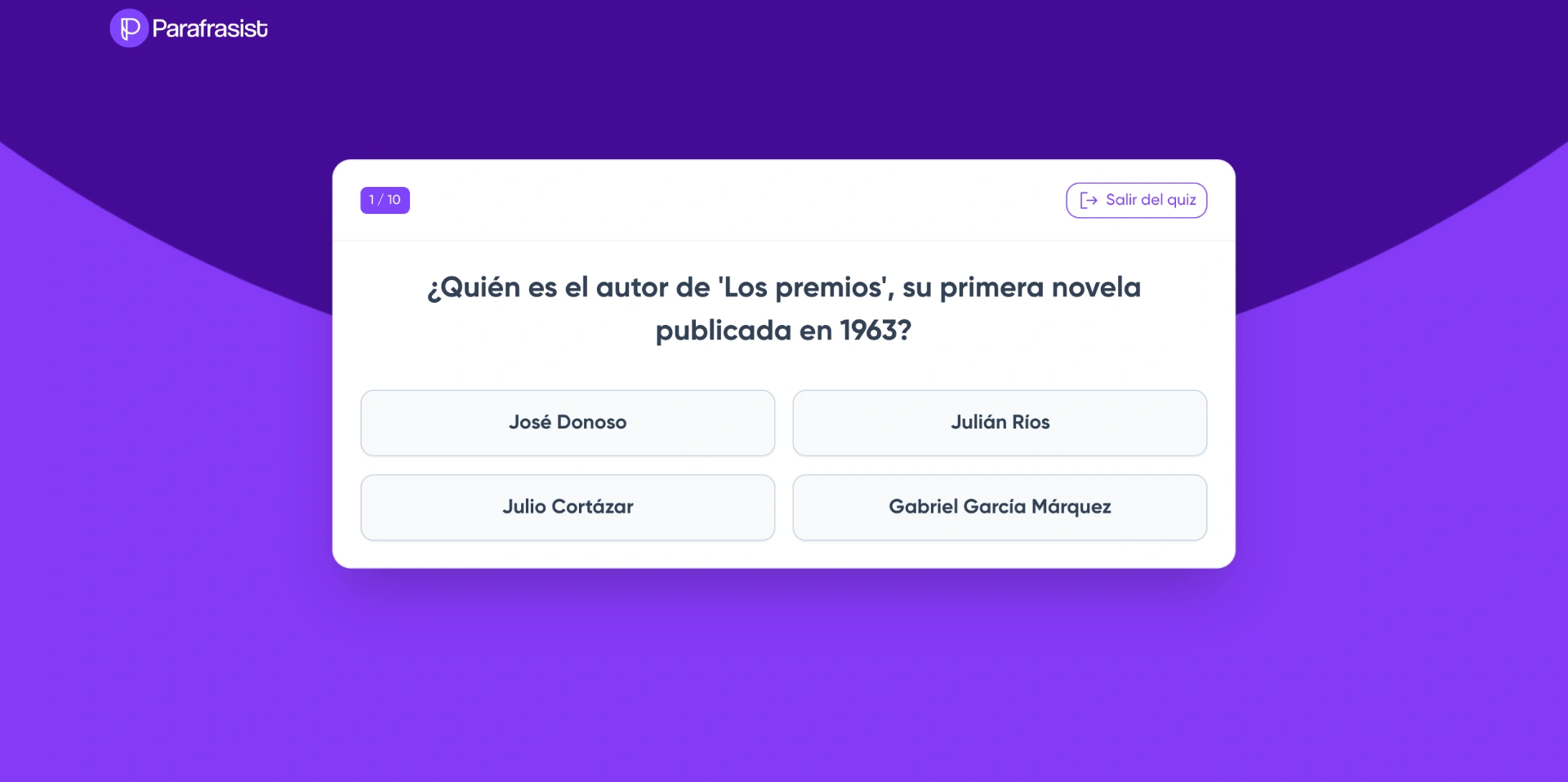 Quiz de Julio Cortázar en ParafraQuiz