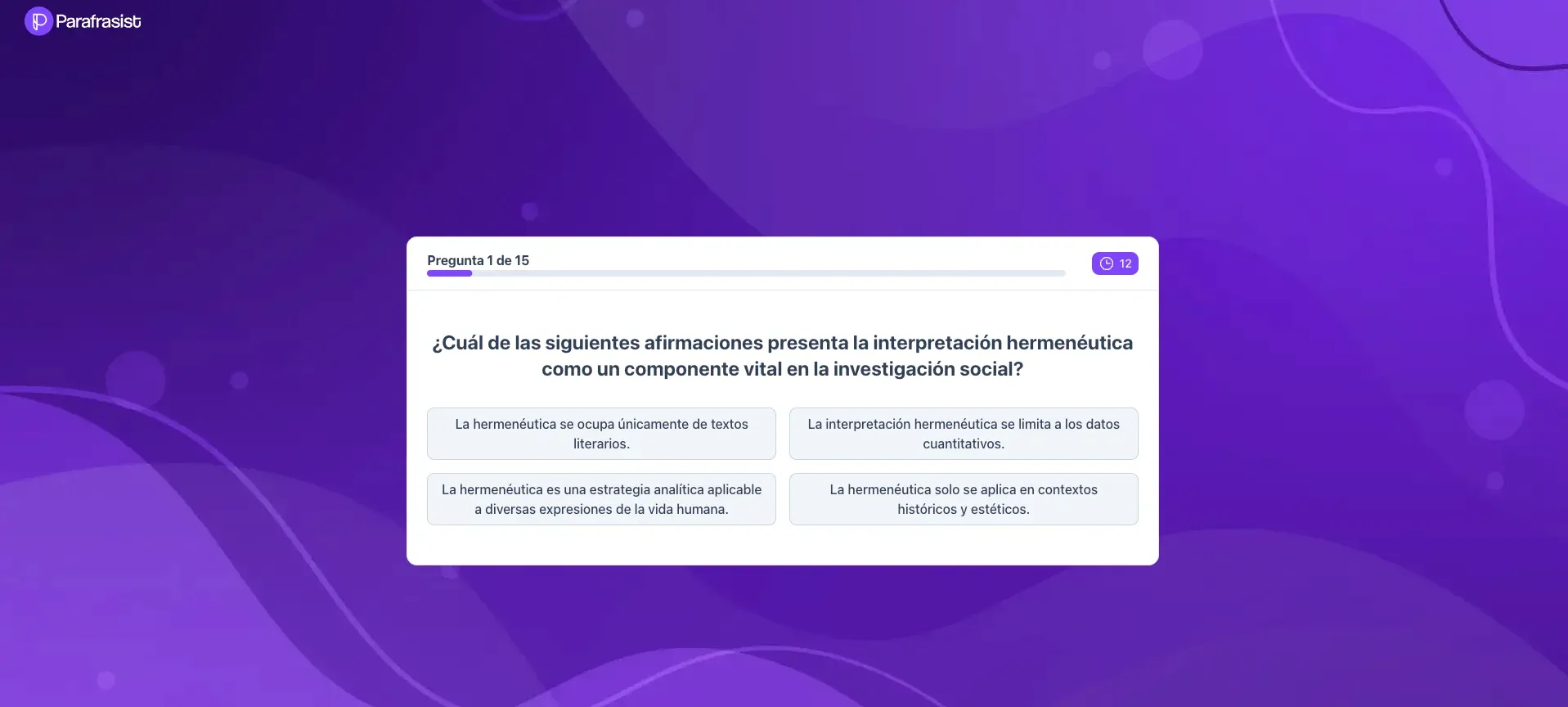 Flashcard creada en ParafraQuiz sobre la hermenéutica