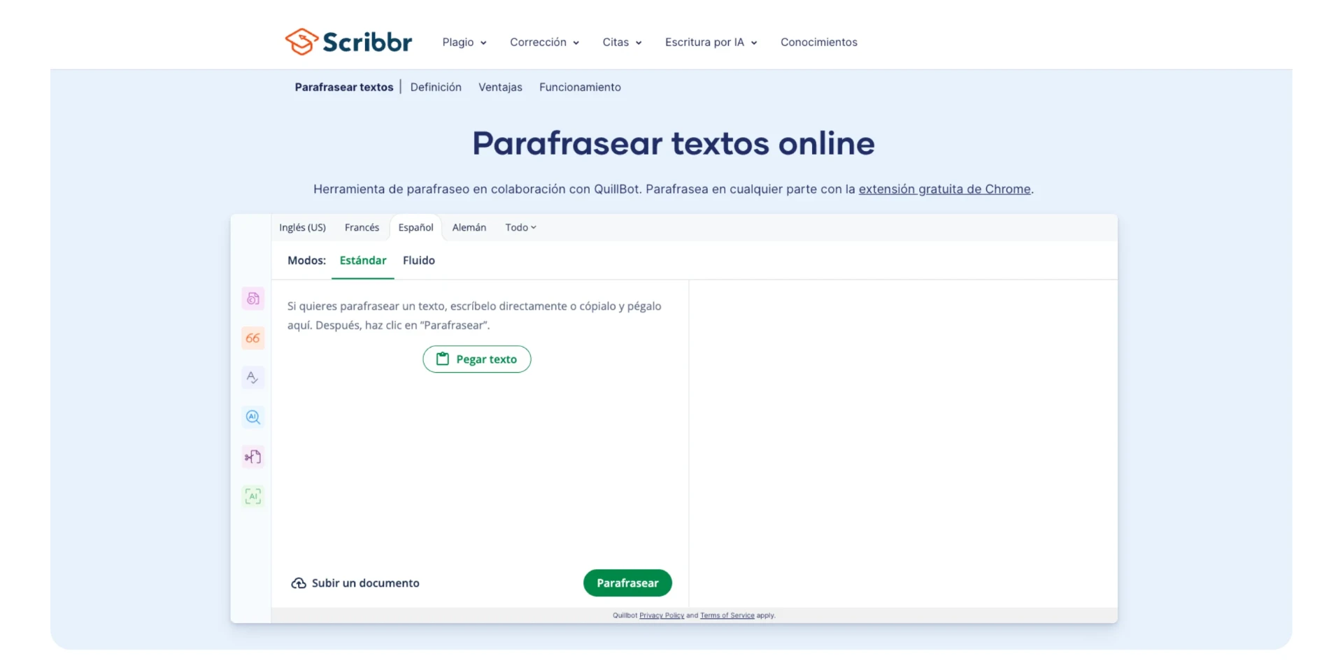 Captura de pantalla de Scribbr