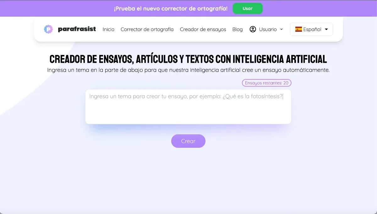 Parafrasist's Essay Creator