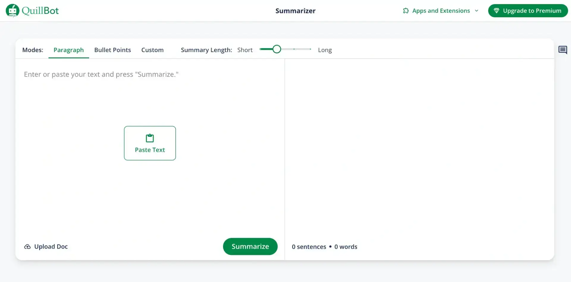 Quillbot's landing page