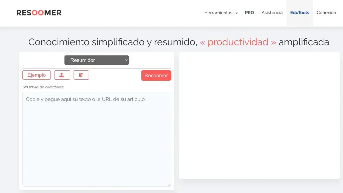 Página principal de Resoomer